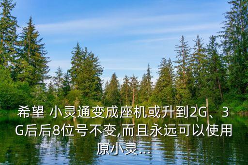 希望 小靈通變成座機(jī)或升到2G、3G后后8位號不變,而且永遠(yuǎn)可以使用原小靈...