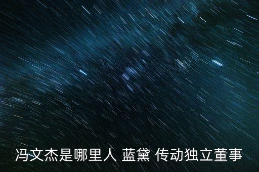 馮文杰是哪里人 藍(lán)黛 傳動獨立董事