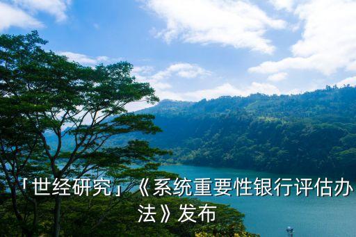 「世經研究」《系統(tǒng)重要性銀行評估辦法》發(fā)布