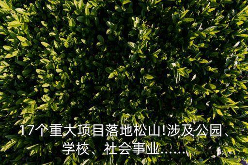 17個重大項目落地松山!涉及公園、學校、社會事業(yè)……