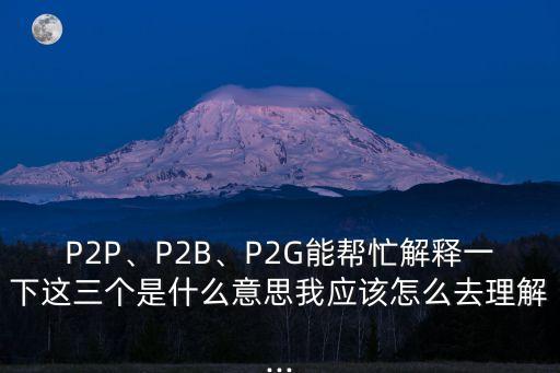 P2P、P2B、P2G能幫忙解釋一下這三個是什么意思我應該怎么去理解...