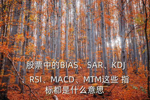  股票中的BIAS、SAR、KDJ、RSI、MACD、MTM這些 指標(biāo)都是什么意思