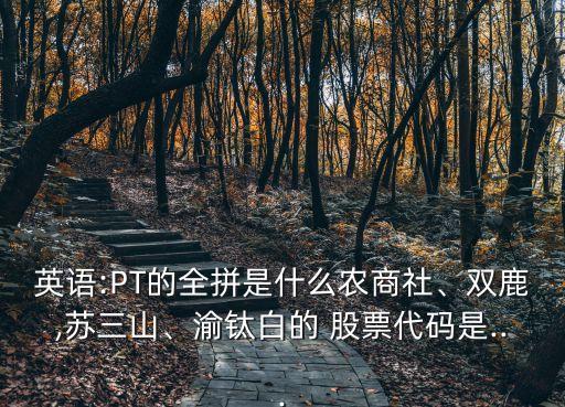 英語:PT的全拼是什么農(nóng)商社、雙鹿,蘇三山、渝鈦白的 股票代碼是...