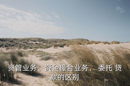 資管業(yè)務、資金撮合業(yè)務、 委托 貸款的區(qū)別
