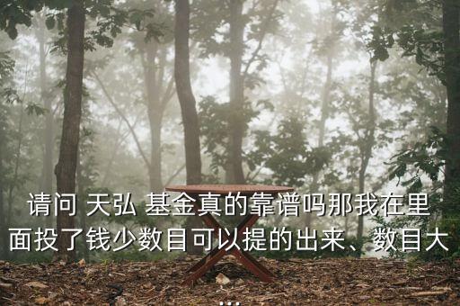 請問 天弘 基金真的靠譜嗎那我在里面投了錢少數(shù)目可以提的出來、數(shù)目大...