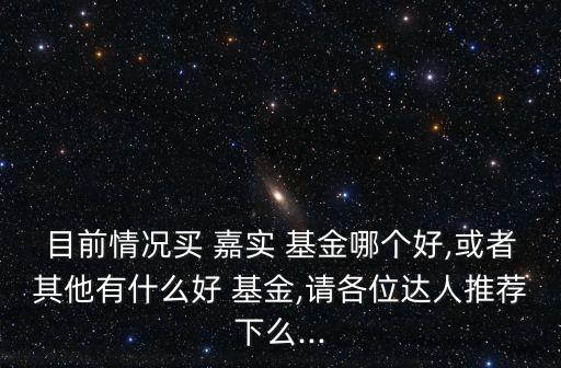 目前情況買 嘉實(shí) 基金哪個好,或者其他有什么好 基金,請各位達(dá)人推薦下么...