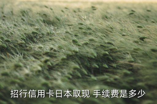 招行信用卡日本取現 手續(xù)費是多少
