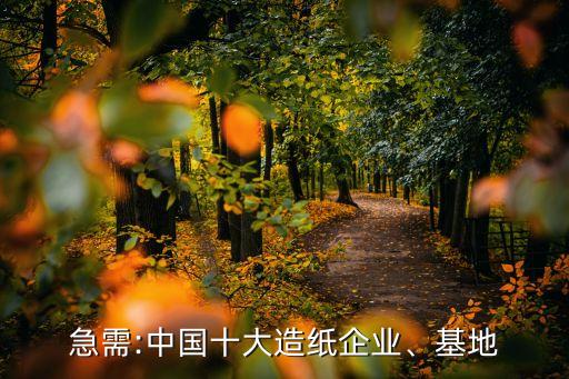 急需:中國十大造紙企業(yè)、基地
