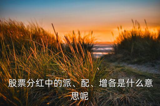  股票分紅中的派、配、增各是什么意思呢