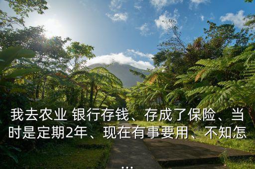 我去農業(yè) 銀行存錢、存成了保險、當時是定期2年、現(xiàn)在有事要用、不知怎...