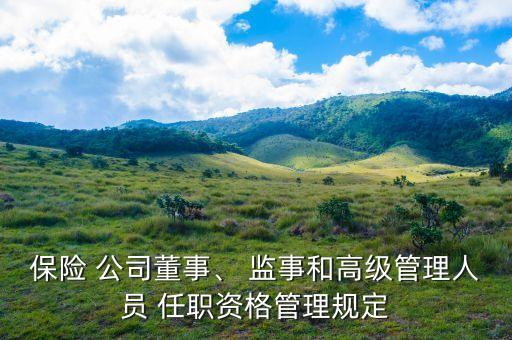 保險(xiǎn) 公司董事、 監(jiān)事和高級(jí)管理人員 任職資格管理規(guī)定