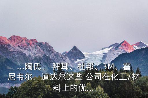 ...陶氏、 拜耳、杜邦、3M、霍尼韋爾、道達爾這些 公司在化工/材料上的優(yōu)...
