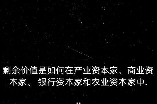 剩余價值是如何在產業(yè)資本家、商業(yè)資本家、 銀行資本家和農業(yè)資本家中...