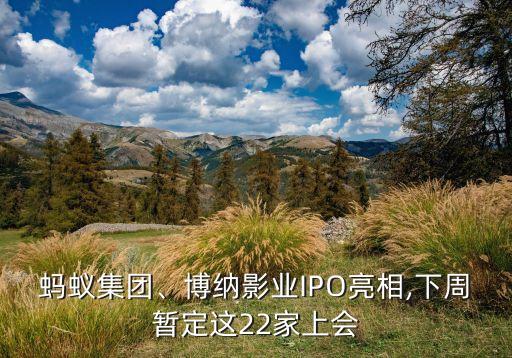 螞蟻集團、博納影業(yè)IPO亮相,下周暫定這22家上會