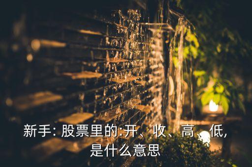 新手: 股票里的:開、收、高、低,是什么意思