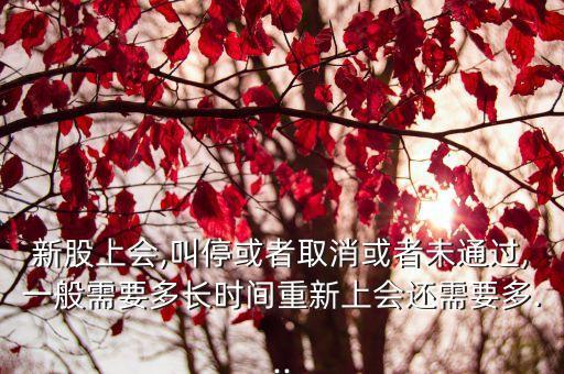 新股上會,叫?；蛘呷∠蛘呶赐ㄟ^,一般需要多長時間重新上會還需要多...